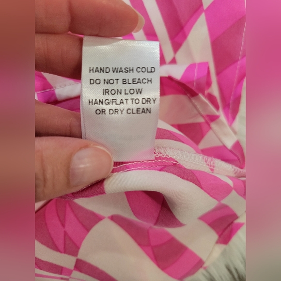 Women's Pink Shift Woven Print Dress Small Summer Vacation Beachy‎ - Picture 4 of 8